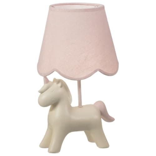 Image of New Unicorn Battery Powered Table Lamp with Pink Shade – Cute White Unicorn Light for Girls Bedroom, Decorative Desk Lamp A-23