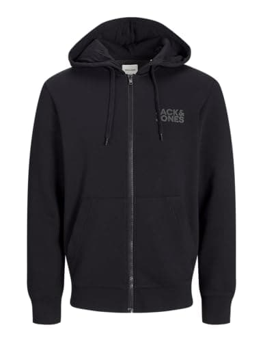 Image of JACK & JONES Mens Logo Sweat Zip Hoodie Black XXL