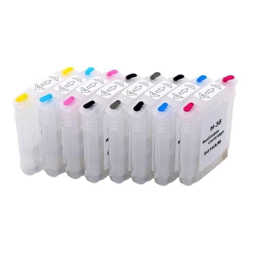 Image of 8 Piece HP38 Refill Ink Cartridge With Auto Reset ARC Compatible With HP Photosmart Pro 38 B9180 B8850 B9100 B9180GP Printers
