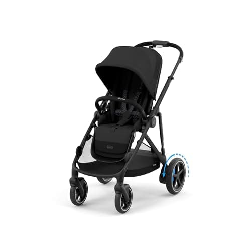 Image of CYBEX Gold e-Gazelle S Stroller, from Birth to Approx. 4 Years, max. 22 kg (Single Mode) / 2X 22 kg (Duo Mode), All-in-1 System with e-Drive and 20+ configurations, Moon Black