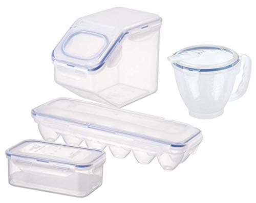 Image of Lock & Lock 4 Piece Baking Set - Food Storage Containers for Baking - Butter Dish, 12 Egg Box, Flour Box and Measuring Glass, BPA Free - Ideal as a Storage Container