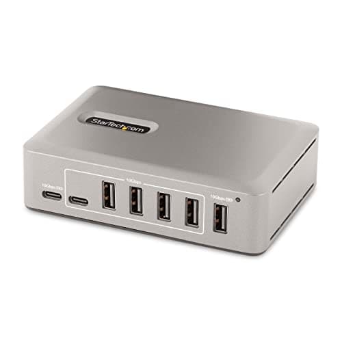 Image of StarTech.com 10-Port USB-C Hub - 8x USB-A/2x USB-C - Self-Powered w/65W Power Supply - USB 3.1 10Gbps - Desktop/Laptop USB Hub w/USB-IF Certified 3ft Locking Cable, USB C Splitter (10G8A2CS-USB-C-HUB)
