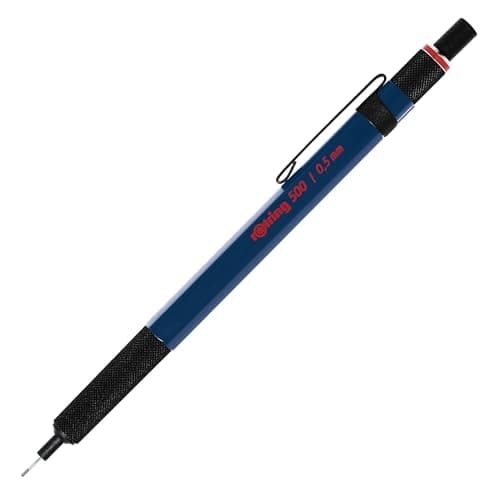 Image of rotring 500 Mechanical Pencil / 0.5mm HB Lead / Blue Hexagonal Plastic Barrel and Non-Slip Textured Metal Grip