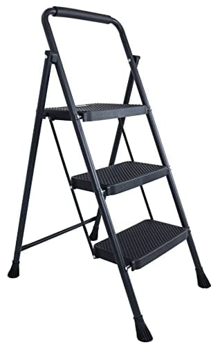Image of Elevon Folding Step Stool with Wide Anti-Slip Pedal, 330lbs Sturdy Steel Ladder, 3-Step
