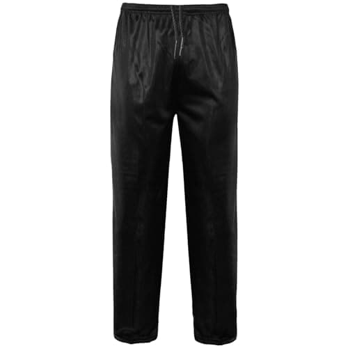 Image of Mens Plain Track Suit Bottom Casual Elasticated Waist Tracksuit Bottoms Silky Joggers Jogging Jog Trousers Leisure Gym Sports Yoga Open Hem Pull On Pants Plus Big King Sizes(Plain Black, 5XL)