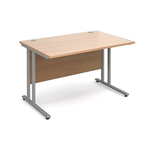 Image of Mr Office Maestro 25 straight desk 800mm deep - silver legs, Beech, 1200