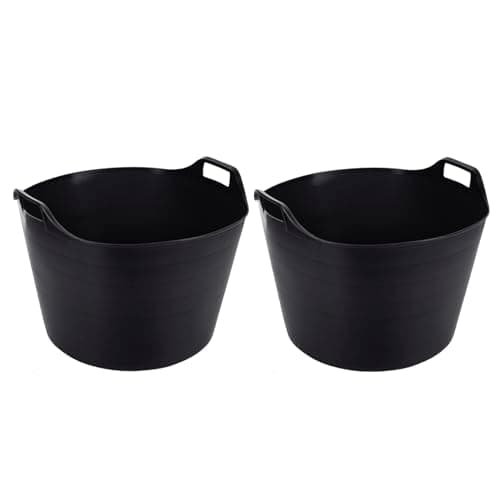 Image of Extra Large 75L Litre Robust Versatile Multipurpose Flexi Tub, Flexible Plastic Storage Container, Toy Bucket, Laundry Basket, Horse Feeding Tub (Black)