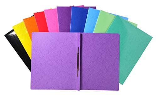 Image of Exacompta - Ref 380800B - Iderama Collection - Flat Bar Files - 240 x 320mm in Size, Suitable for A4 Documents, 355gsm Glossy-Coated Pressboard - Assorted Colours (Pack of 25)