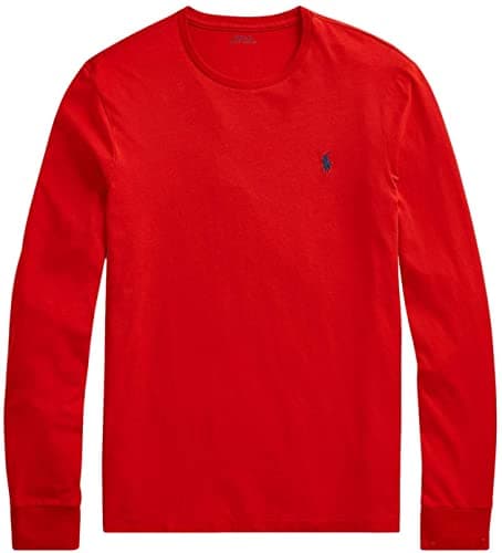 Image of Polo Ralph Lauren Men's Crew Neck Long Sleeve Tee, Basic Red., Large