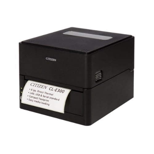 Image of Citizen CL-E300 printer, LAN/USB/RS232 203dpi, 8 ips, 4,65" print w., CLE300XEBXXX (203dpi, 8 ips, 4,65 print w., 5 roll, DT, ZPL, Datamax, EPL, Black)