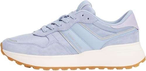 Image of Tommy Jeans Women’s Cleated Suede Runner Trainers, Blue (Blue Chime), 4
