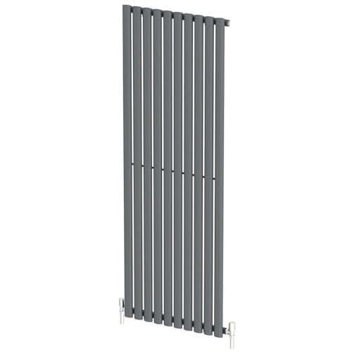 Image of Radiant Living Anthracite Vertical Radiator 1600 x 600mm – Single Panel Oval Column Designer Radiator, High Efficiency Modern Steel Heating for Living Room & Bathroom