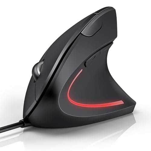 Image of TECKNET Wired Ergonomic Mouse, 6400DPI Wired Vertical Mouse 6-Button Silent Mouse with 4 Adjustable Levels DPI, 1.5 m USB Cable Optical WiredMouse for Laptop, PC, Mac,Black