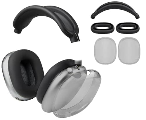 Image of SOULWIT Protective Kit for AirPods Max 2/1 (2026/2024/2020, USB-C/Lightning), Headband Cover + TPU Case Protector + Silicone Ear Pad Covers, Sweatproof, Washable, Anti-Scratch (Black)