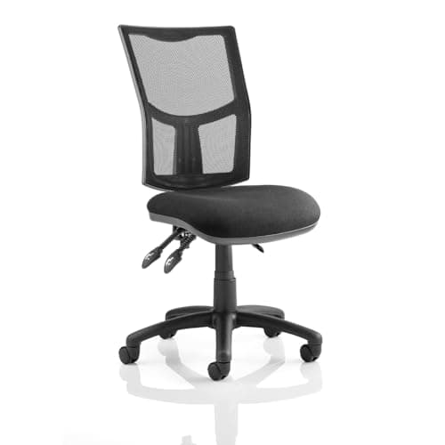 Image of OPO Eclipse Plus III Mesh Back Operator Chair | Enhanced Deeper Seat with Large Mesh Backrest and Optional Armrests | Backrest Angle Adjustment | Triple Lever Mechanism None Black Fabric