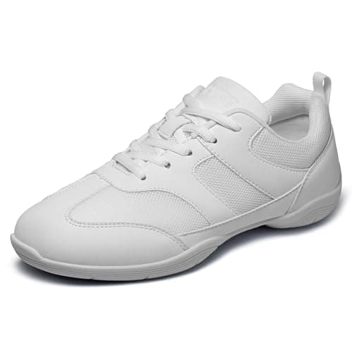 Image of Asyusyu Cheer Shoes White Lightweight Cheerleading Shoes Split Sole Dance Trainers for Women Flyers Girls-4 UK