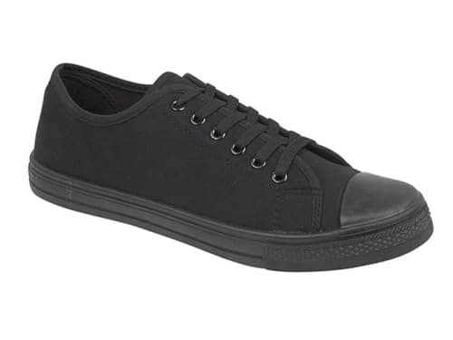 Image of GladRags Women's Ladies Girls Low Top Canvas Trainers, Pumps, Plimsolls All Black Size 5