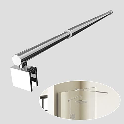 Image of EMKE 700mm to 1200mm Adjustable Telescopic Length Bar Support Bar Stainless Steel Chrome Round Shape for Wet Room Shower Screen Walk in Shower Enclosure, Fits Thickness 8-10mm Glass