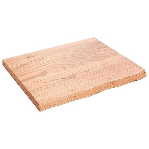 Image of vidaXL Treated Solid Oak Wood Table Top - Handcrafted with Live Edge, Light Brown, 60x50x2 cm - Ideal for Home or Commercial Settings