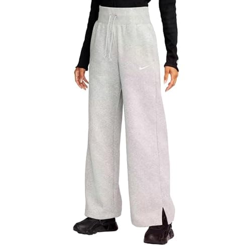Image of NIKE DQ5615-063 W NSW PHNX FLC HR Pant Wide Pants Women's DK Grey Heather/SAIL Size M
