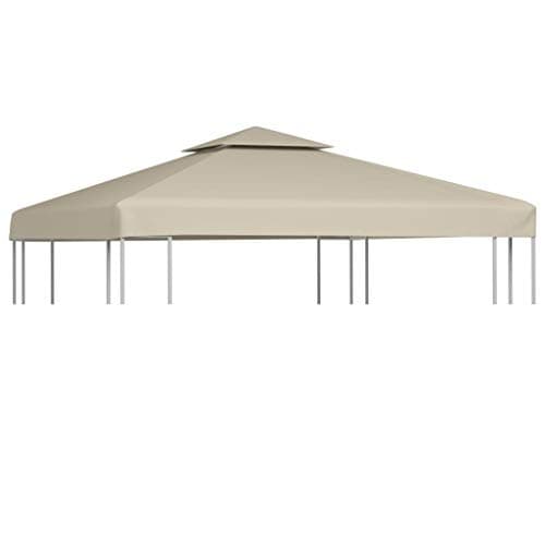 Image of vidaXL Beige Gazebo Top Cover Replacement | Weather with PVC Coating | 3x3m Size | Fabric Weight 310 g/m² | Reinforced Corners | Ideal for Most 2-Tier Square Gazebos