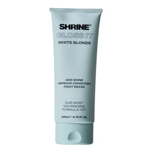 Image of Shrine Gloss It Colour Depositing Hair Mask WHITE BLONDE | High-shine gloss treatment | Brightening & refreshing | Neutralises yellow & brassy tones | Vegan & Cruelty Free | Improves condition | 200ml