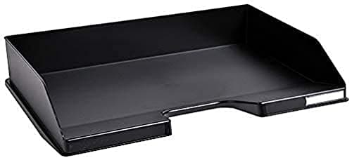 Image of Exacompta - Ref 11714D - ECOBlack Landscape Letter Trays Combo - 255 x 365 x 65mm in Size, Suitable for A4 Documents, Stackable, Holds Approx. 500 Sheets - Black