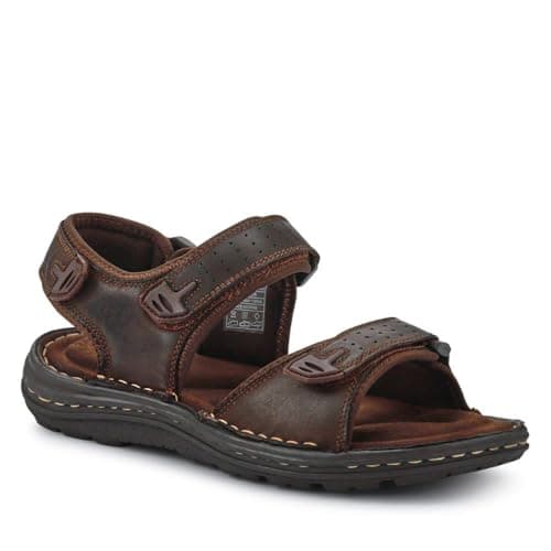 Image of Men's Leather Adjustable Sandals - Brown Size 10