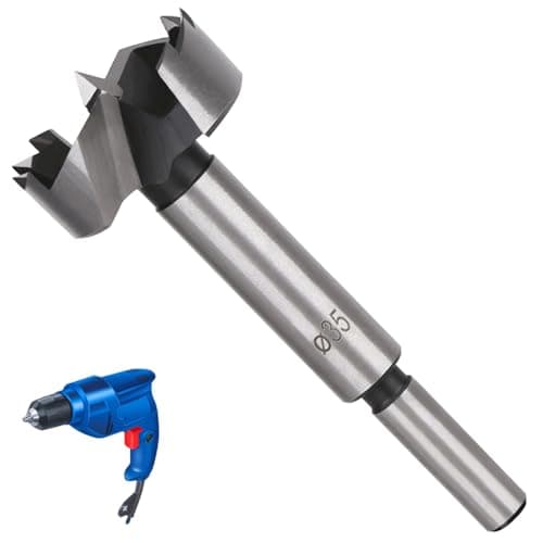 Image of LNJBABAO 35mm Forstner Drill Bit Forstner Bit Wood Drill Bits for Holes Hinge Cutter for Woodworking (Ø6mm, length 95mm, Round Shank) (35mm)