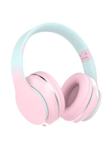 Image of Bluetooth Kids Headphones,Wireless Kids Headphones Over Ear with Microphones,Stereo Sound ,10H Playtime,Foldable&Adjustable Children Headphones,Bluetooth 5.1 Headset for Adults School Travel (Pink)