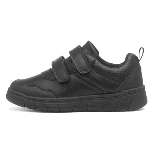 Image of Trux Boys Black Double Easy Fasten School Shoes - Size 13 Child UK - Black
