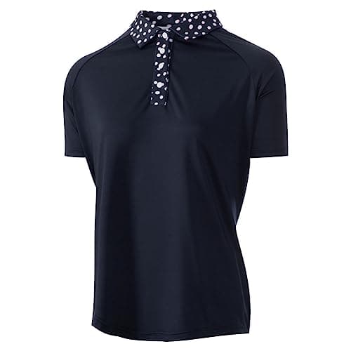Image of Island GREEN Golf Women's Breathable Quick Dry Moisture Wicking Polo Shirts, Navy/White, M