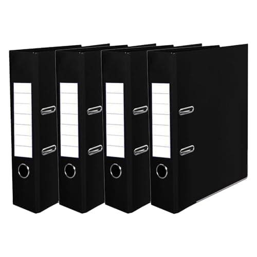 Image of FotoStation (Set of 4) - Black A4 Lever Arch File – Suitable for Storing A4 Documents, 75mm Spine, Reinforced Finger Pull & Bottom Edge Light & Durable File Folder, Home/Office Use