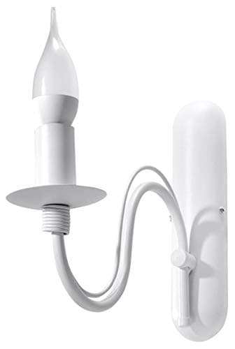 Image of SOLLUX lighting Minerwa Wall Lamp, with Curved Arm, Glamorous Style, Bulb E14 Replaceable, 1 x 40 W, Steel, 6 x 25 x 25 x 25 cm, White