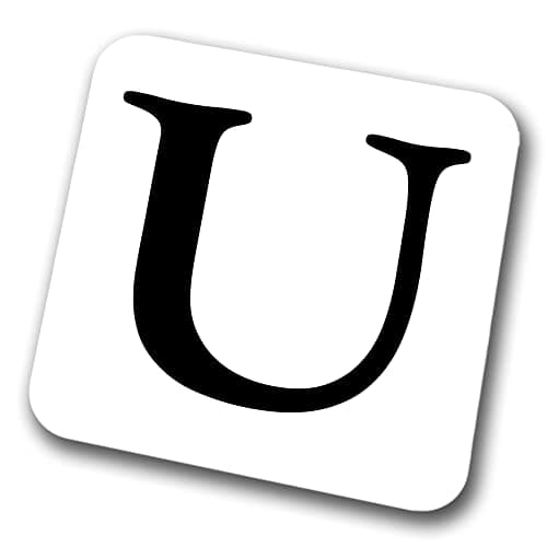 Image of Alphabet Coaster Letter Coaster Initial Coffee Tea Birthday Coaster (Letter U)