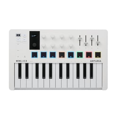 Image of Arturia - MiniLab 3 - Universal MIDI Controller for Music Production, with All-in-One Software Package - 25 Keys, 8 Multi-Color Pads. - White