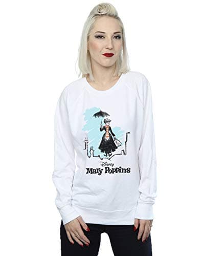 Image of Disney Women's Mary Poppins Rooftop Landing Colour Sweatshirt White X-Large