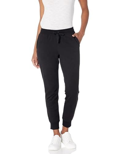 Image of Amazon Essentials Women's Fleece Cuffed Jogging Bottoms (Available in Plus Size), Black, XXL