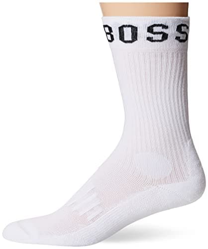Image of BOSS Hugo mens 2-pack Big Logo Crew Casual Sock, Blanche, 6 9 US