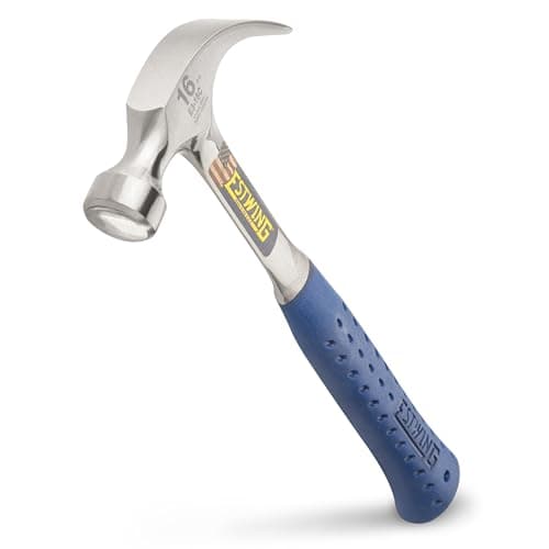 Image of Estwing ESTE316C 14-218 16-Ounce Claw Hammer with Nylon Vinyl Cushion Grip Handle, Smooth Face, 1-Pack, Blue, White