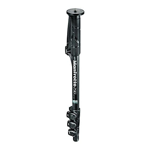 Image of Manfrotto MM290C4 290 Carbon Fibre Monopod, with Rubber Leg warmer and Wrist Strap, Ergonomic Design, for DSLR, Compact System Camera, Mirrorless, Black