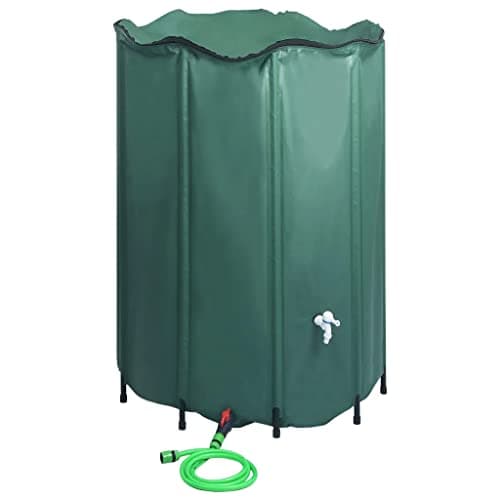 Image of vidaXL Collapsible Rain Water Tank with Spigot, Large 1350L Capacity, Durable PVC and Anti- Mesh Material, Includes Filter, Ideal for Garden Watering - Green
