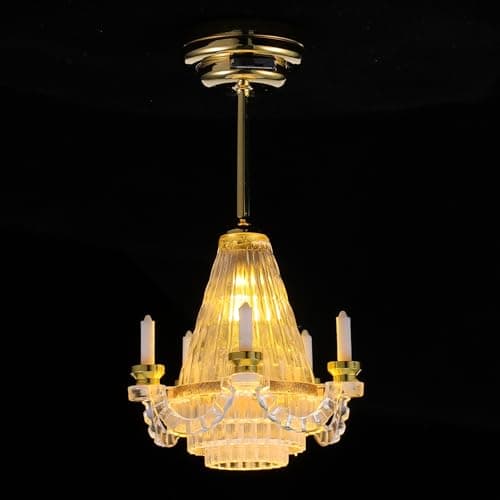 Image of Toyvian 1:12 Miniature Dollhouse Chandelier – LED Candle-Style Hanging Light for Indoor Outdoor Decor, Battery Operated, Tiny Ceiling Lamp for Doll House Mini Furniture Display