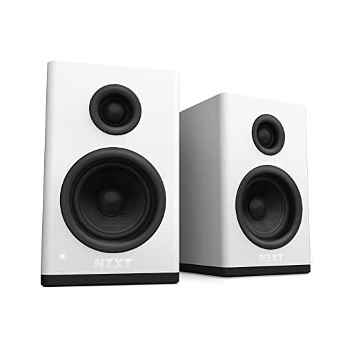 Image of NZXT Relay PC Gaming Desktop Speakers - AP-SPKW2-UK - Bookshelf-Style Design - 80 Watts - High Dynamic Range - Silk Dome Tweeters - Glass Fiber Woofers MDF Construction - White