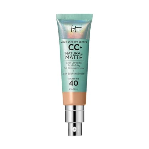 Image of IT Cosmetics Full Coverage Foundation, Natural Matte, Made with Hyaluronic Acid, SPF 40 Protection, Your Skin But Better CC+, Shade: Neutral Medium, 32ml