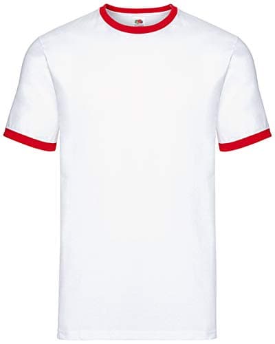 Image of Fruit of the Loom Men's Ringer Premium T-Shirt, White/Red, Medium