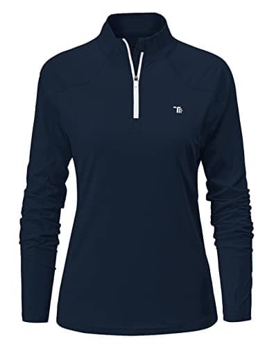 Image of YSENTO Womens 1/4 Zip Running Tops Long Sleeve Sport Gym Top Training Casual Long Sleeve Golf Top(Navy,XL)