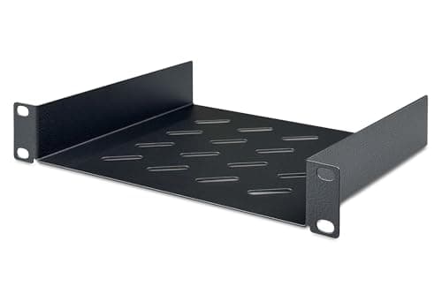 Image of DIGITUS shelf - 1U - 10-inch (254 mm) - For network cabinet - 200 mm deep - Perforated steel sheet - Black