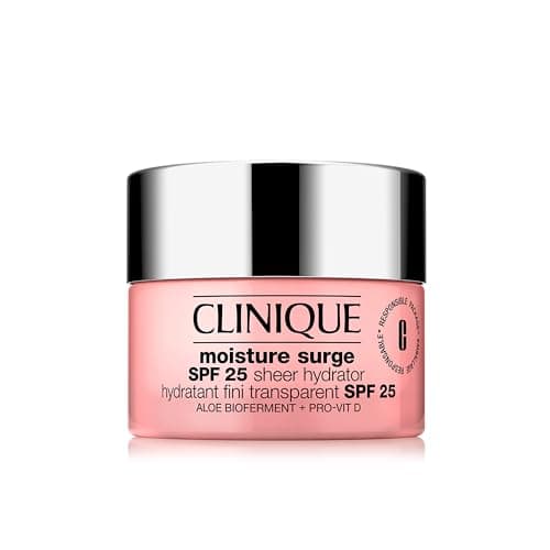 Image of Clinique Moisture Surge SPF 25 Sheer Hydrator Face Moisturiser, 50 ml. With Hyaluronic Acid + Aloe Vera Bioferment + Provitamin D, Hydrating + Glowing, Safe For Sensitive Skin