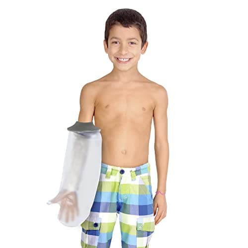 Image of Blocka-wear Waterproof Cast Cover Arm Child for Shower & Bath - Reusable Broken Arm Protector Sleeve Kids Made With Stretchy Neoprene Seal & PVC Body – M, 49 cm x 24 cm, Grey